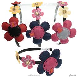 Cerchietto Raso Fiori in Panno